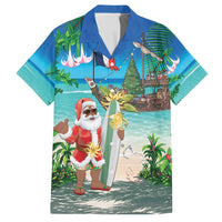 Mayotte Christmas Family Matching Off Shoulder Maxi Dress and Hawaiian Shirt Santa Chill on Tropical Beach - Wonder Print Shop