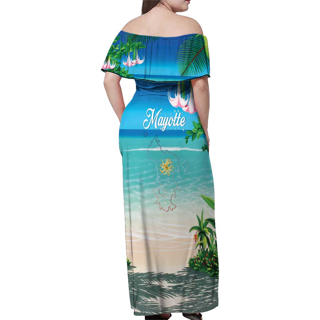 Mayotte Christmas Family Matching Off Shoulder Maxi Dress and Hawaiian Shirt Santa Chill on Tropical Beach - Wonder Print Shop