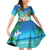 Mayotte Christmas Family Matching Off Shoulder Short Dress and Hawaiian Shirt Santa Chill on Tropical Beach - Wonder Print Shop