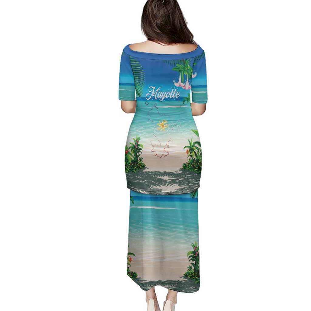 Mayotte Christmas Family Matching Puletasi and Hawaiian Shirt Santa Chill on Tropical Beach - Wonder Print Shop