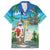 Mayotte Christmas Family Matching Short Sleeve Bodycon Dress and Hawaiian Shirt Santa Chill on Tropical Beach - Wonder Print Shop