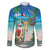 Mayotte Christmas Family Matching Short Sleeve Bodycon Dress and Hawaiian Shirt Santa Chill on Tropical Beach - Wonder Print Shop