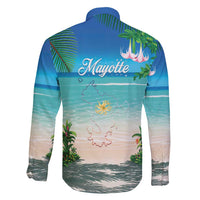 Mayotte Christmas Family Matching Short Sleeve Bodycon Dress and Hawaiian Shirt Santa Chill on Tropical Beach - Wonder Print Shop