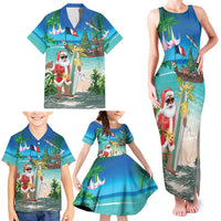 Mayotte Christmas Family Matching Tank Maxi Dress and Hawaiian Shirt Santa Chill on Tropical Beach - Wonder Print Shop