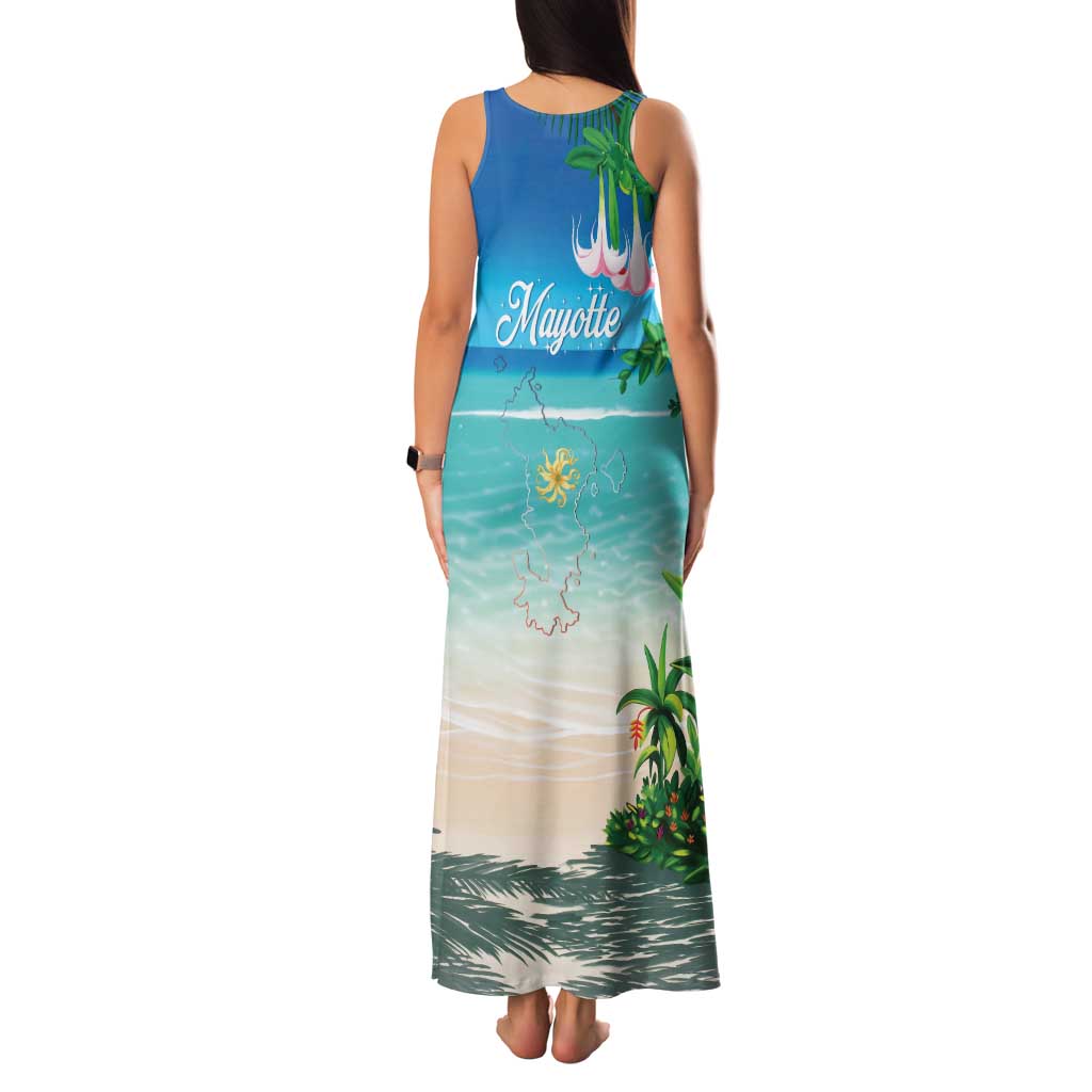 Mayotte Christmas Family Matching Tank Maxi Dress and Hawaiian Shirt Santa Chill on Tropical Beach - Wonder Print Shop