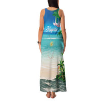 Mayotte Christmas Family Matching Tank Maxi Dress and Hawaiian Shirt Santa Chill on Tropical Beach - Wonder Print Shop