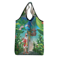 Mayotte Christmas Grocery Bag Santa Chill on Tropical Beach - Wonder Print Shop