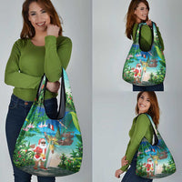 Mayotte Christmas Grocery Bag Santa Chill on Tropical Beach - Wonder Print Shop