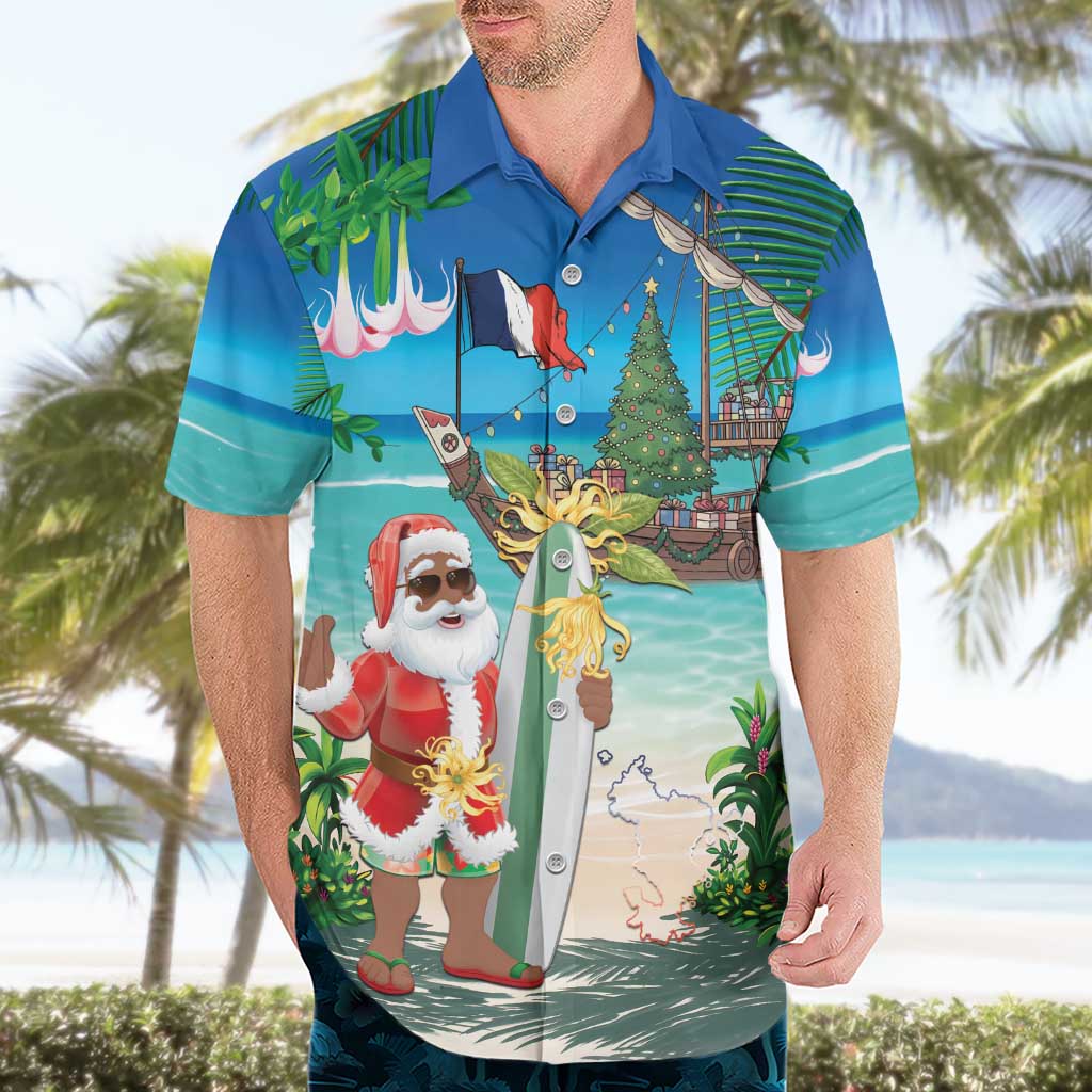 Mayotte Christmas Hawaiian Shirt Santa Chill on Tropical Beach - Wonder Print Shop