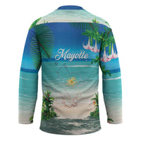 Mayotte Christmas Hockey Jersey Santa Chill on Tropical Beach - Wonder Print Shop