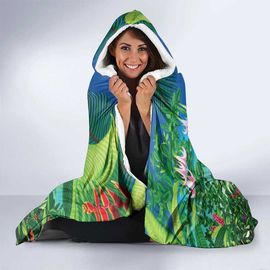 Mayotte Christmas Hooded Blanket Santa Chill on Tropical Beach - Wonder Print Shop