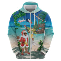 Mayotte Christmas Hoodie Santa Chill on Tropical Beach - Wonder Print Shop