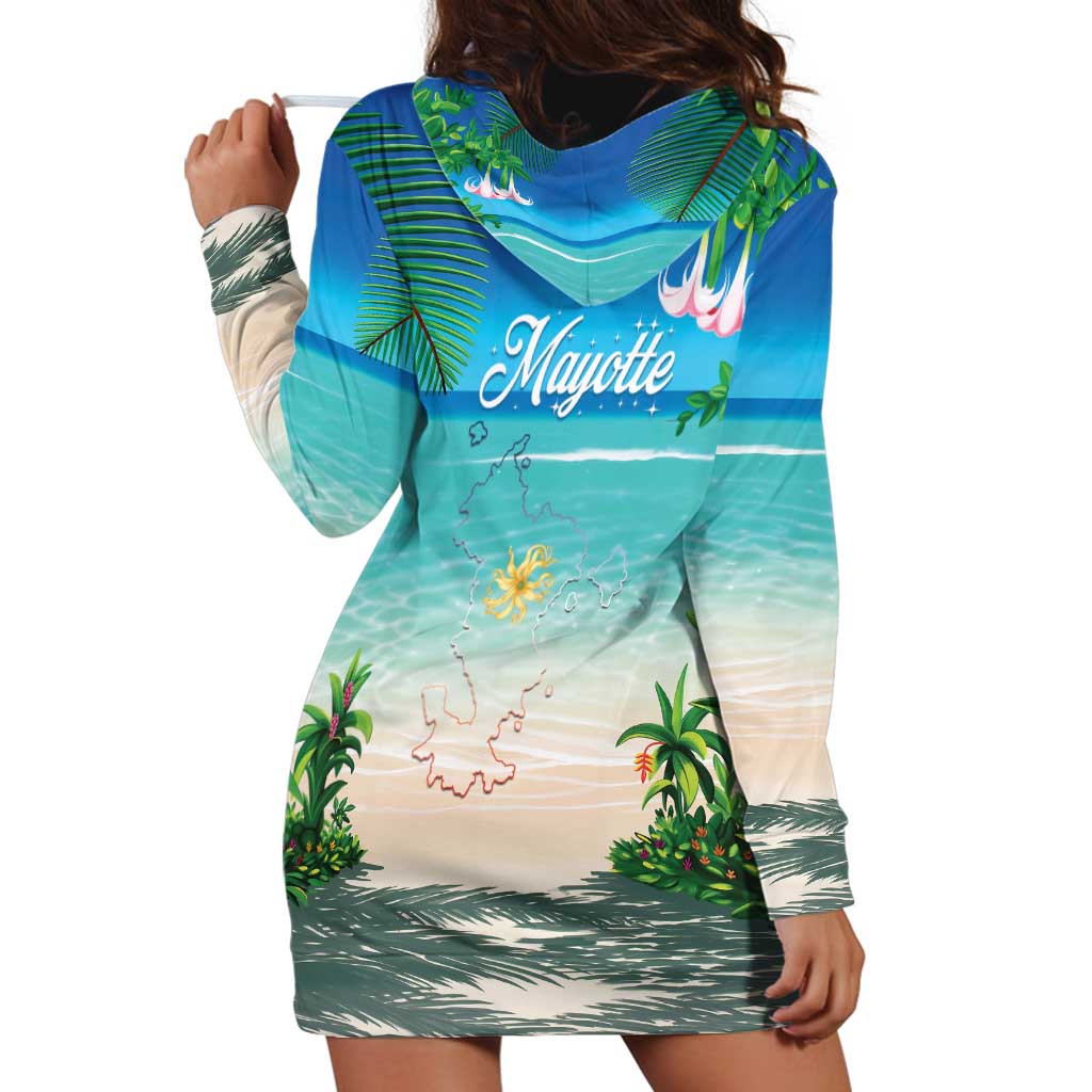 Mayotte Christmas Hoodie Dress Santa Chill on Tropical Beach - Wonder Print Shop