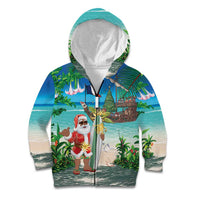 Mayotte Christmas Kid Hoodie Santa Chill on Tropical Beach - Wonder Print Shop