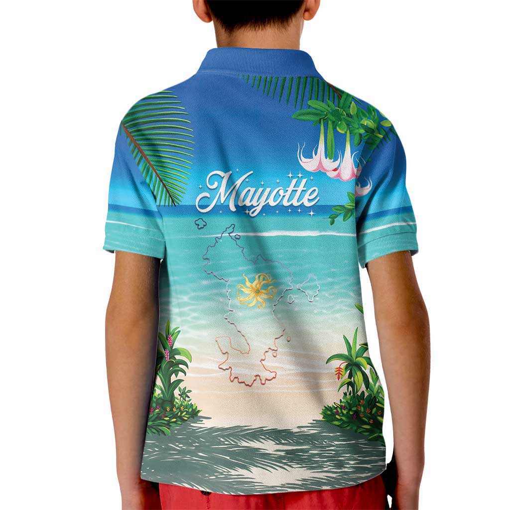 Mayotte Christmas Kid Polo Shirt Santa Chill on Tropical Beach - Wonder Print Shop