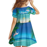 Mayotte Christmas Kid Short Sleeve Dress Santa Chill on Tropical Beach - Wonder Print Shop