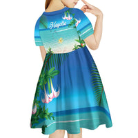 Mayotte Christmas Kid Short Sleeve Dress Santa Chill on Tropical Beach - Wonder Print Shop