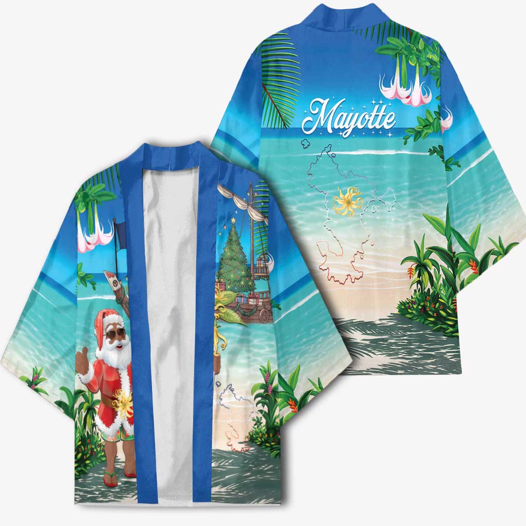 Mayotte Christmas Kimono Santa Chill on Tropical Beach - Wonder Print Shop