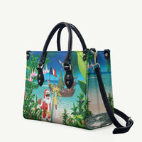 Mayotte Christmas Leather Bag Santa Chill on Tropical Beach - Wonder Print Shop