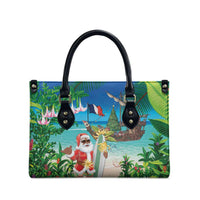 Mayotte Christmas Leather Bag Santa Chill on Tropical Beach - Wonder Print Shop