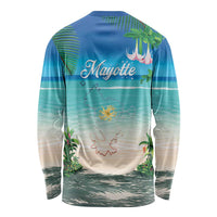 Mayotte Christmas Long Sleeve Shirt Santa Chill on Tropical Beach - Wonder Print Shop