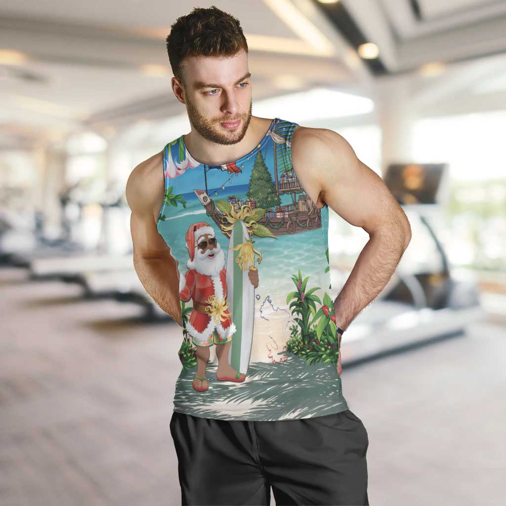 Mayotte Christmas Men Tank Top Santa Chill on Tropical Beach - Wonder Print Shop
