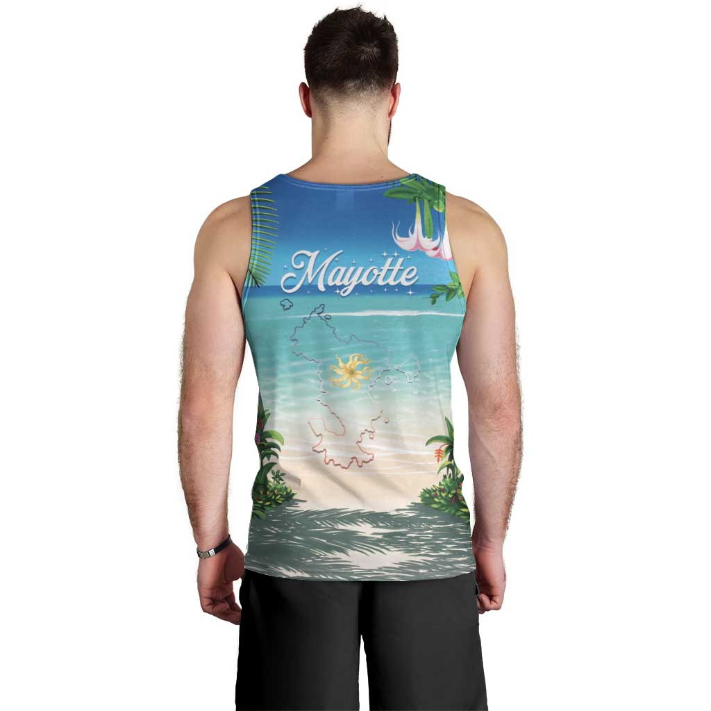 Mayotte Christmas Men Tank Top Santa Chill on Tropical Beach - Wonder Print Shop