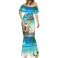 Mayotte Christmas Mermaid Dress Santa Chill on Tropical Beach - Wonder Print Shop