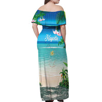Mayotte Christmas Off Shoulder Maxi Dress Santa Chill on Tropical Beach - Wonder Print Shop