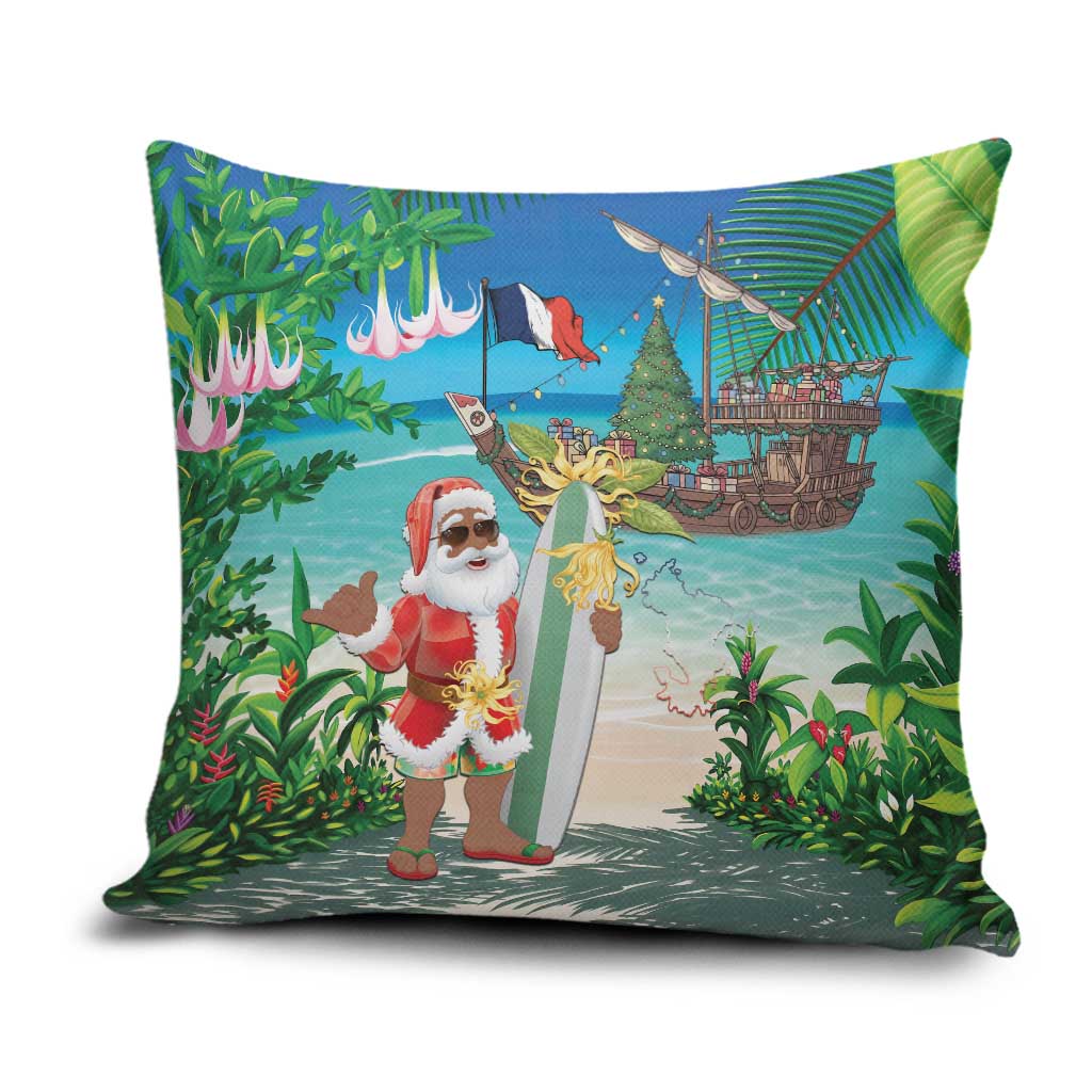 Mayotte Christmas Pillow Cover Santa Chill on Tropical Beach - Wonder Print Shop