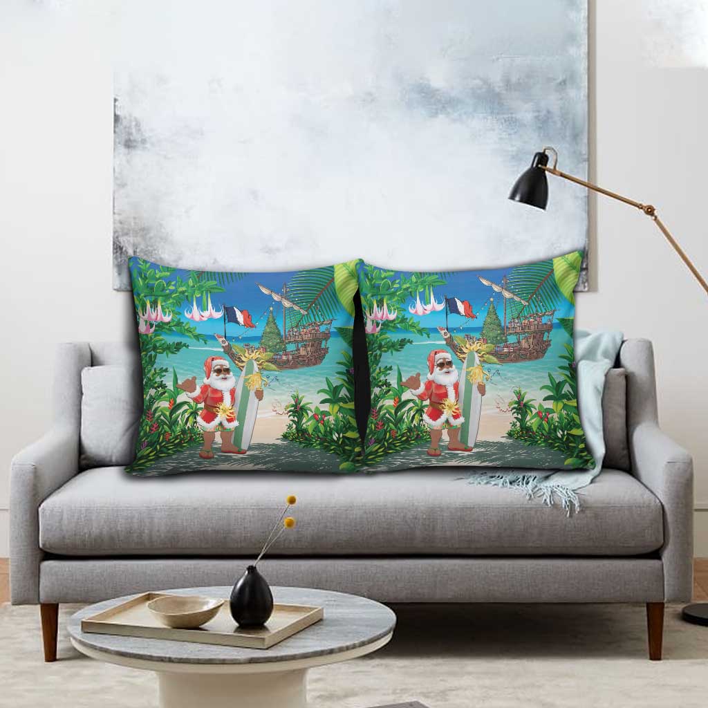 Mayotte Christmas Pillow Cover Santa Chill on Tropical Beach - Wonder Print Shop