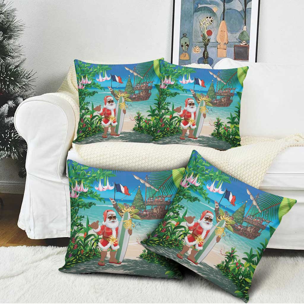 Mayotte Christmas Pillow Cover Santa Chill on Tropical Beach - Wonder Print Shop