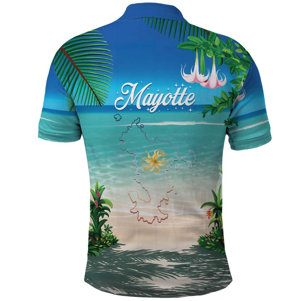 Mayotte Christmas Polo Shirt Santa Chill on Tropical Beach - Wonder Print Shop