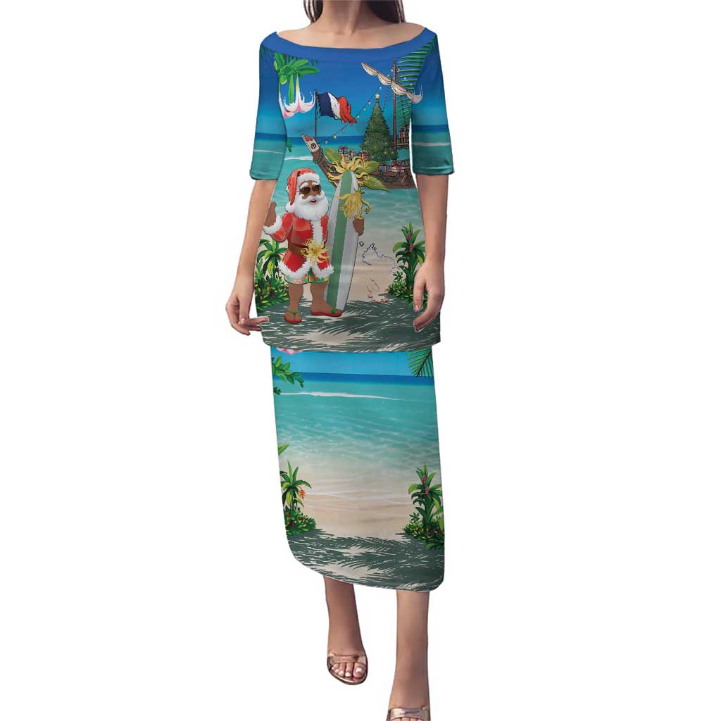 Mayotte Christmas Puletasi Santa Chill on Tropical Beach - Wonder Print Shop