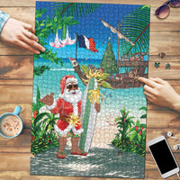 Mayotte Christmas Puzzle Santa Chill on Tropical Beach - Wonder Print Shop