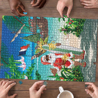 Mayotte Christmas Puzzle Santa Chill on Tropical Beach - Wonder Print Shop