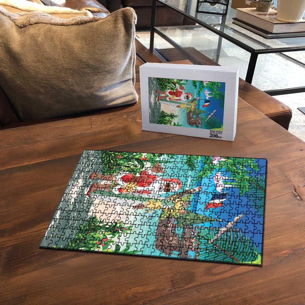 Mayotte Christmas Puzzle Santa Chill on Tropical Beach - Wonder Print Shop