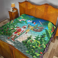 Mayotte Christmas Quilt Santa Chill on Tropical Beach - Wonder Print Shop