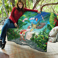 Mayotte Christmas Quilt Santa Chill on Tropical Beach - Wonder Print Shop