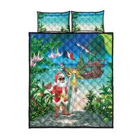 Mayotte Christmas Quilt Bed Set Santa Chill on Tropical Beach - Wonder Print Shop