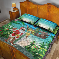 Mayotte Christmas Quilt Bed Set Santa Chill on Tropical Beach - Wonder Print Shop