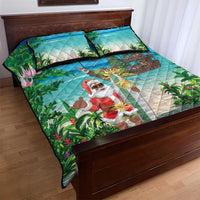 Mayotte Christmas Quilt Bed Set Santa Chill on Tropical Beach - Wonder Print Shop