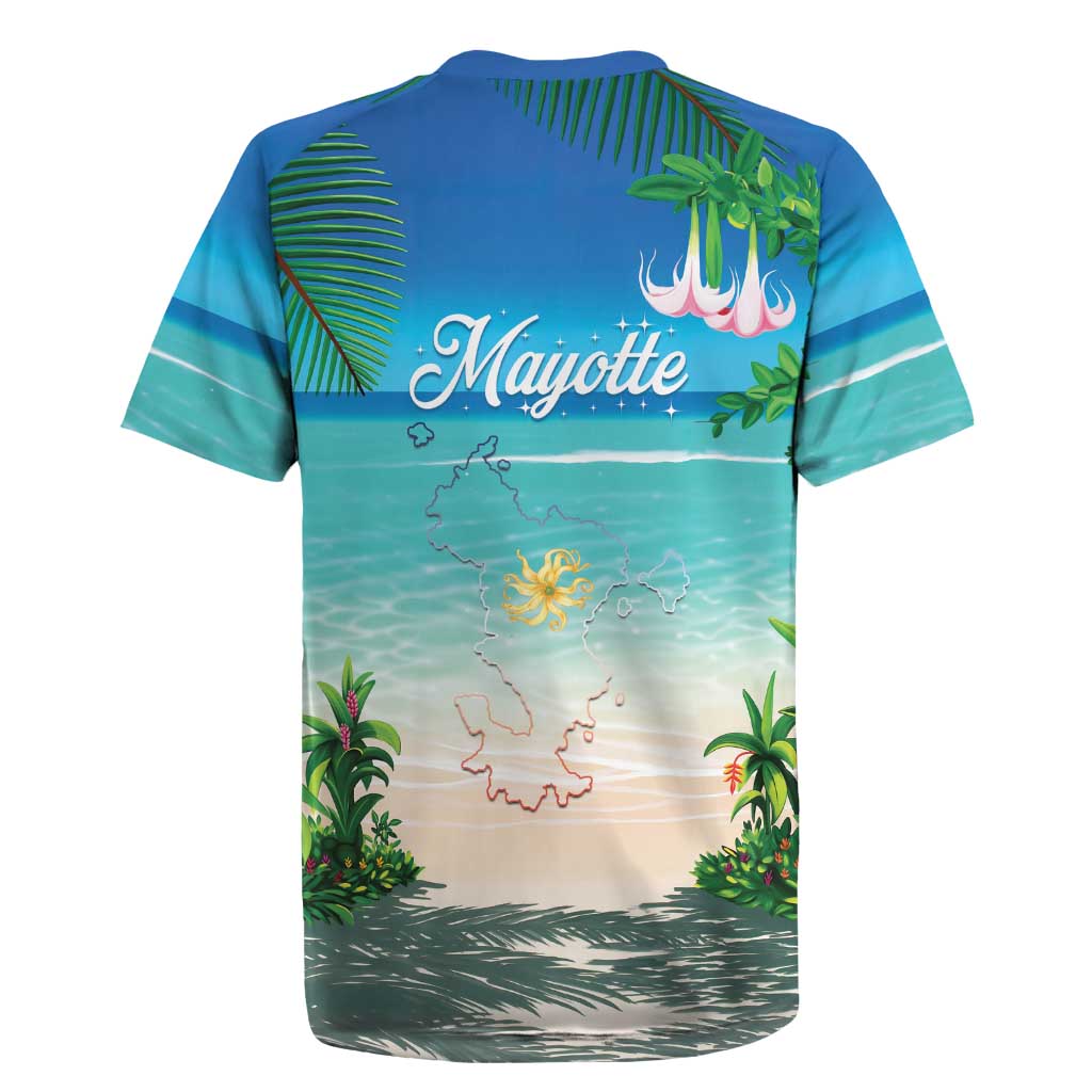 Mayotte Christmas Rugby Jersey Santa Chill on Tropical Beach - Wonder Print Shop