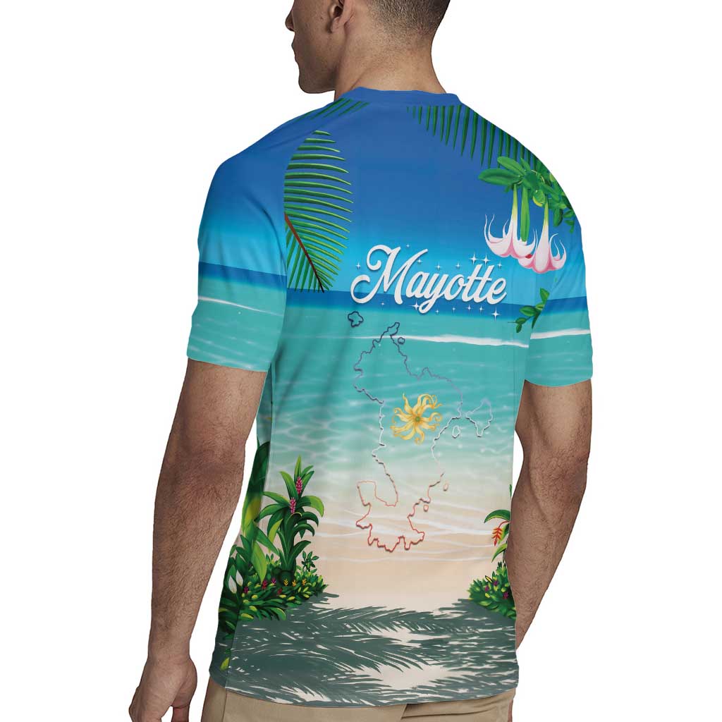 Mayotte Christmas Rugby Jersey Santa Chill on Tropical Beach - Wonder Print Shop