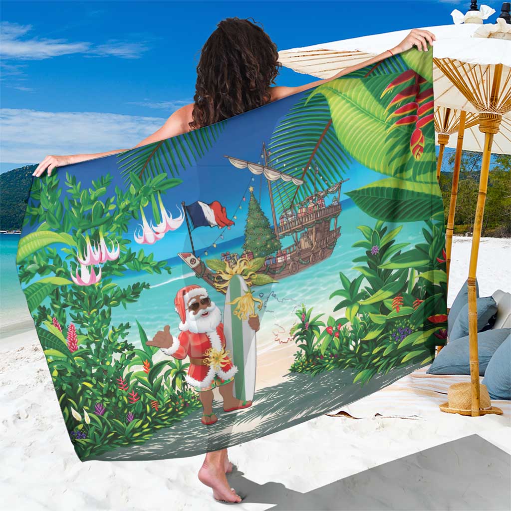 Mayotte Christmas Sarong Santa Chill on Tropical Beach - Wonder Print Shop