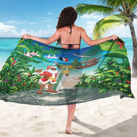 Mayotte Christmas Sarong Santa Chill on Tropical Beach - Wonder Print Shop