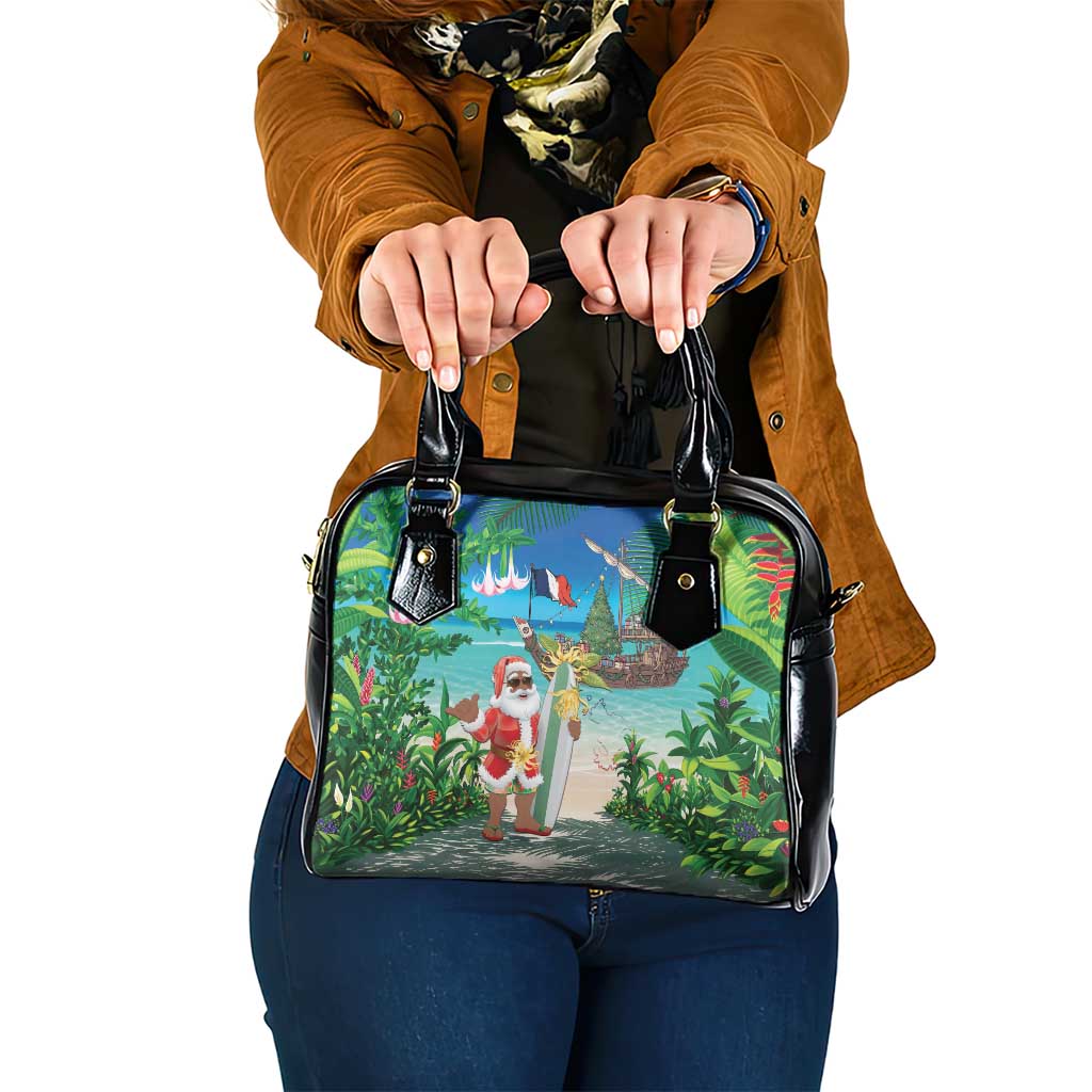 Mayotte Christmas Shoulder Handbag Santa Chill on Tropical Beach - Wonder Print Shop
