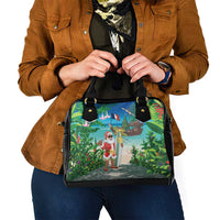 Mayotte Christmas Shoulder Handbag Santa Chill on Tropical Beach - Wonder Print Shop