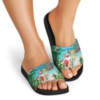 Mayotte Christmas Slide Sandals Santa Chill on Tropical Beach - Wonder Print Shop