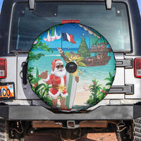 Mayotte Christmas Spare Tire Cover Santa Chill on Tropical Beach - Wonder Print Shop